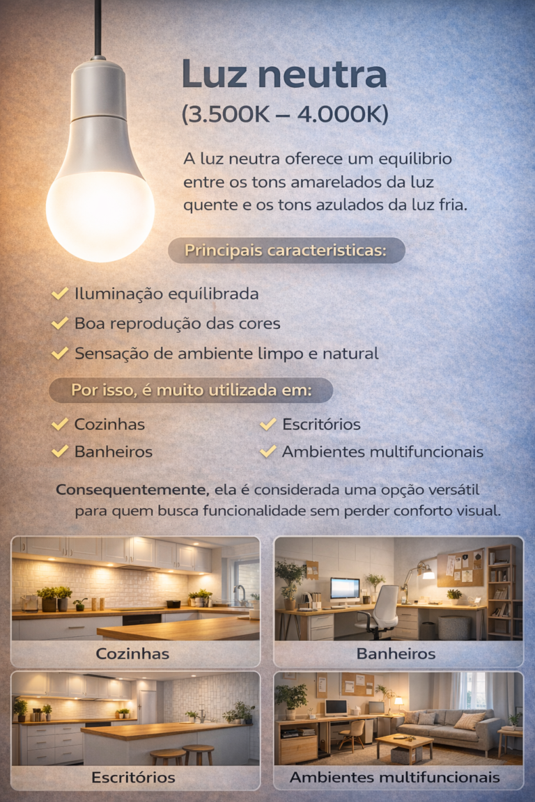 Luz quente, neutra e fria: guia rápido para escolher a iluminação ideal ...